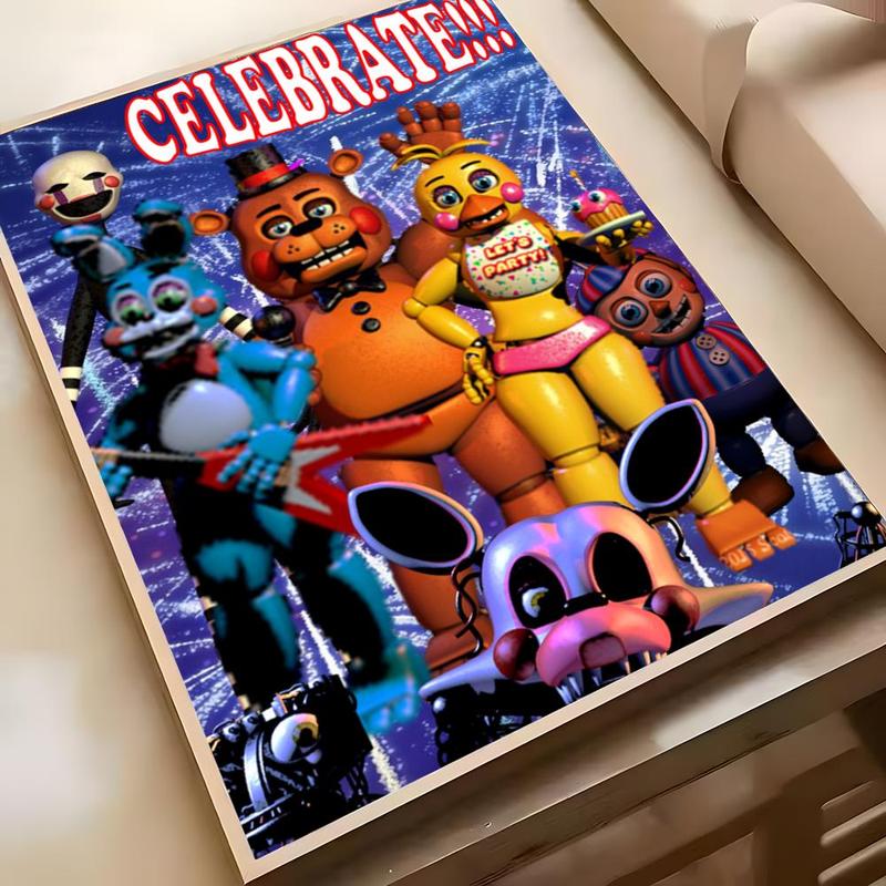 5 Nights At Freddys Poster Sticky Waterproof Wall Art High Quality Print Vibrant Cartoon Design Aesthetic Home Living Bedroom Decor Trendy Room Decoration Easy-To-Apply Gift Durable