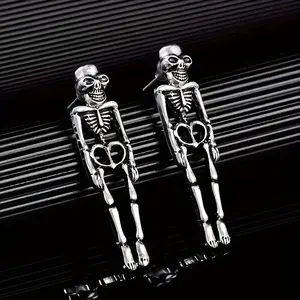 1 pair Skeleton Detachable Earrings – Gothic Punk Retro Skull Drop Dangle Earrings for Women, Spooky Dark Style Jewelry Perfect for Halloween Parties, Cosplay & Year-Round Wear