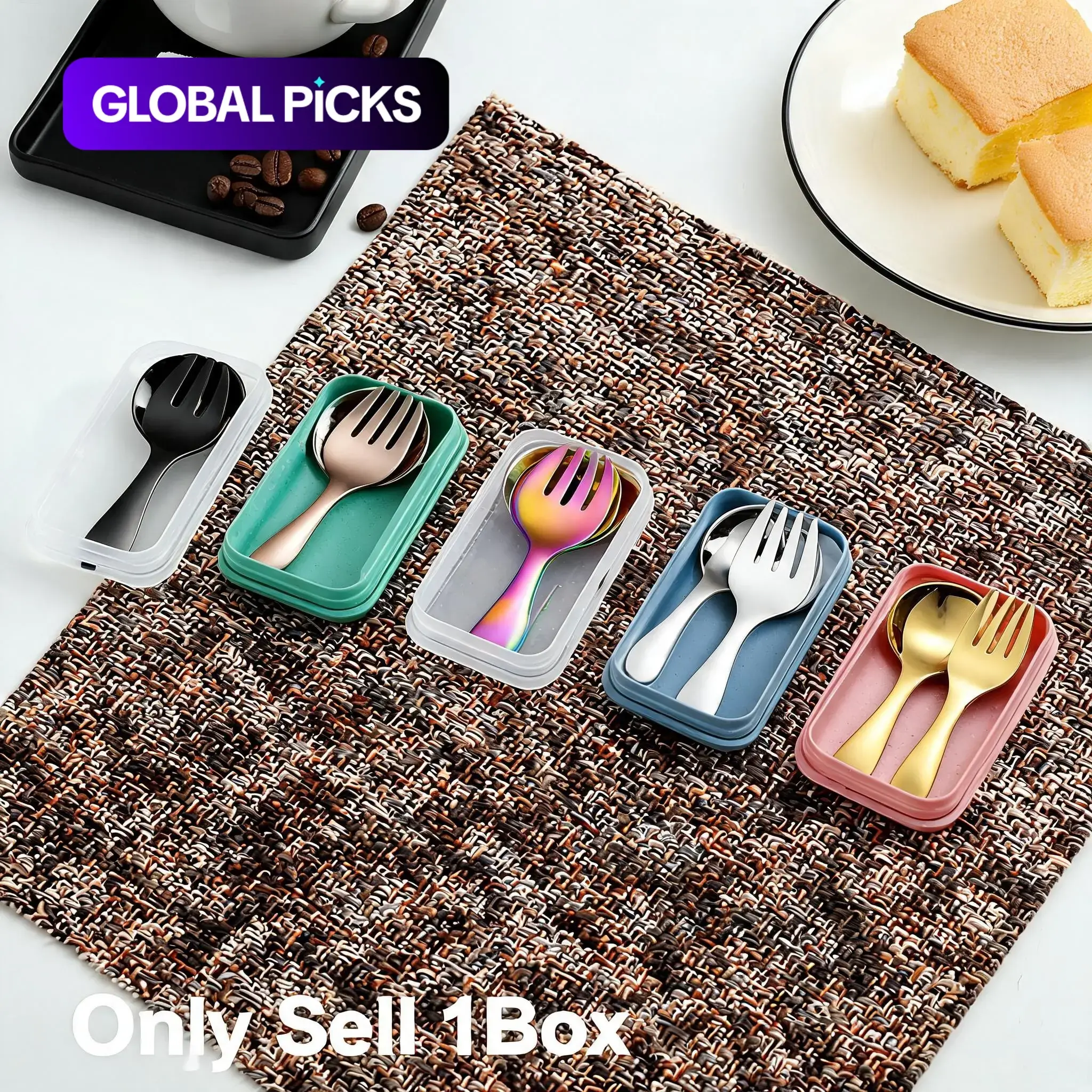 Stainless Steel Durable Cutlery Set, Camping Kitchenware, 1 Set Including Fork & Spoon & Storage Box, Portable Tableware Set for Outdoor Camping Travel