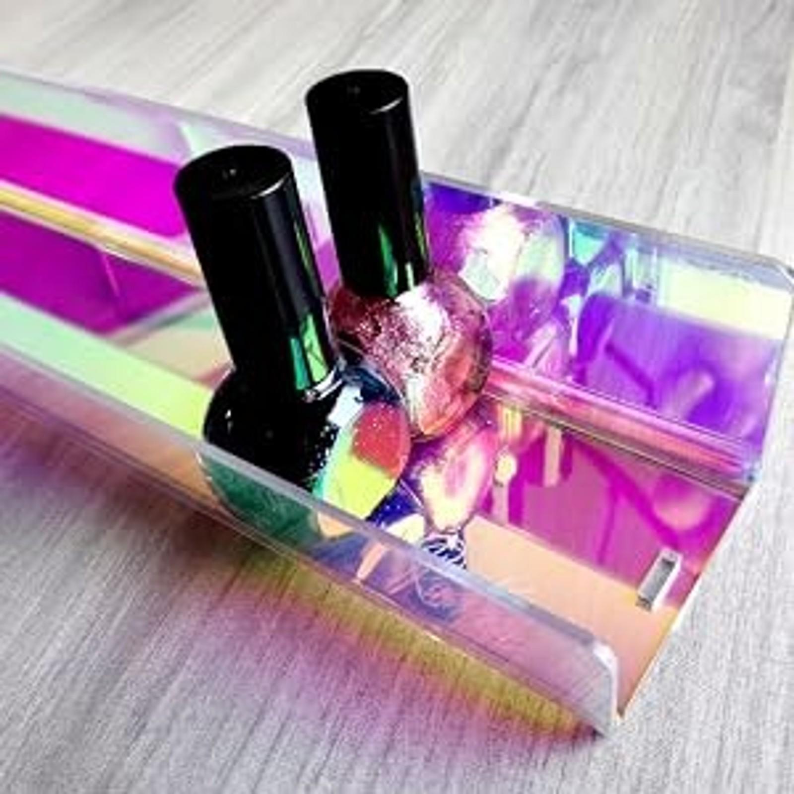 4 Pack 15 Inch Iridescent Acrylic Shelves, Clear Rainbow Floating Shelves for Wall, Modern Sunglasses Essential Oil Picture Ledge Display Toy Storage Wall Shelf