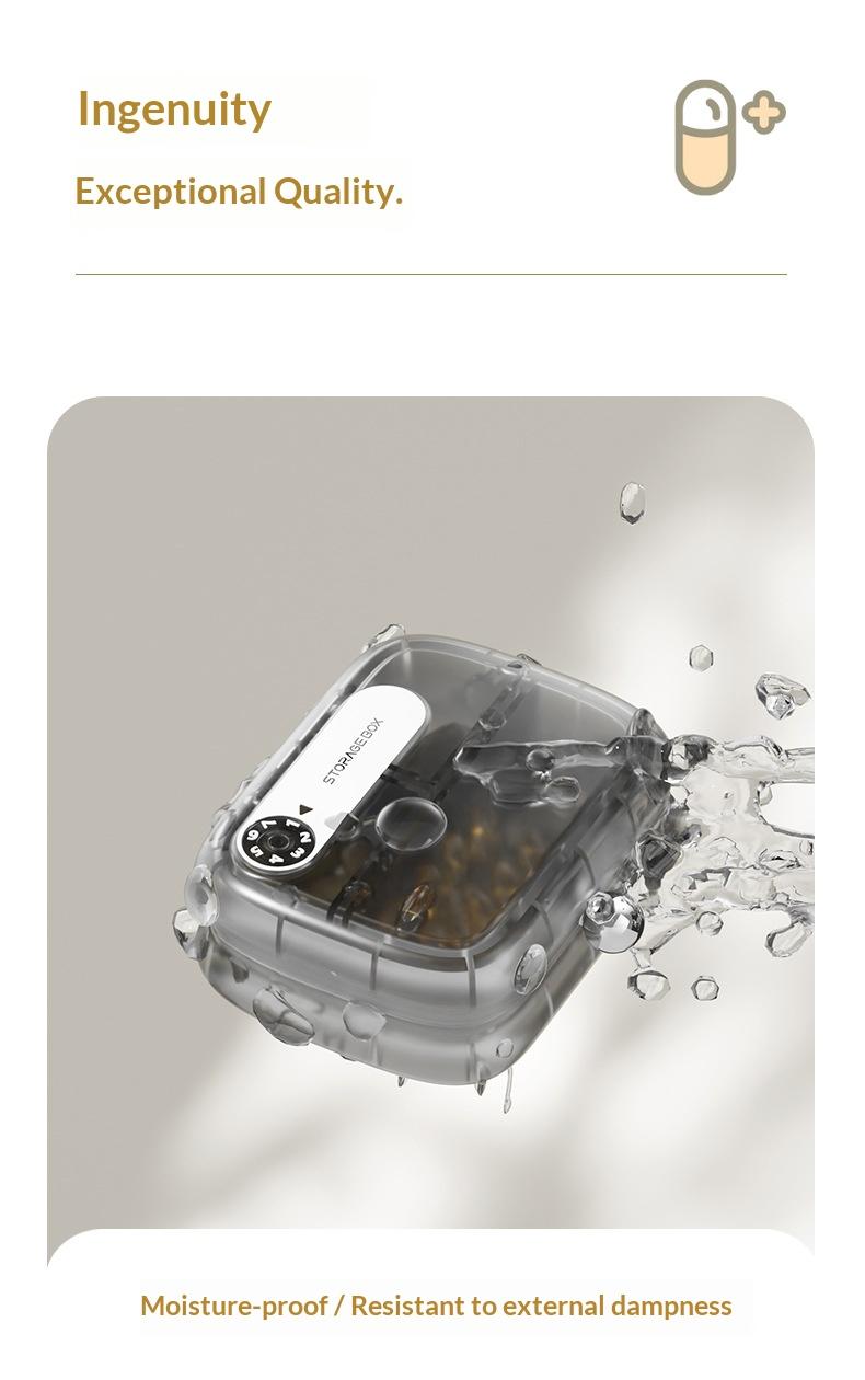 Portable small pill box for daily medication, sealed and moisture-proof, suitable for carrying with you, transparent pill box for use seven days a week