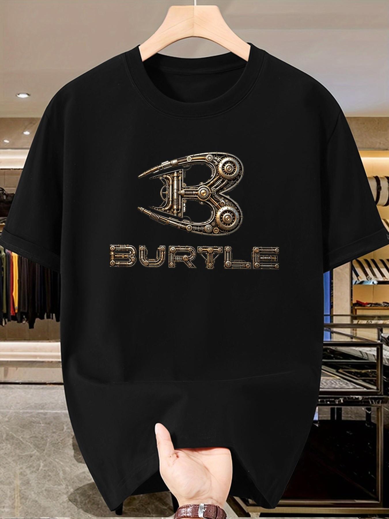 Bur Turtle Men's Steam Punk Mechanical Pattern T-Shirt, Short Sleeve Slim Fit Casual Top, Unique Design for Daily Wear