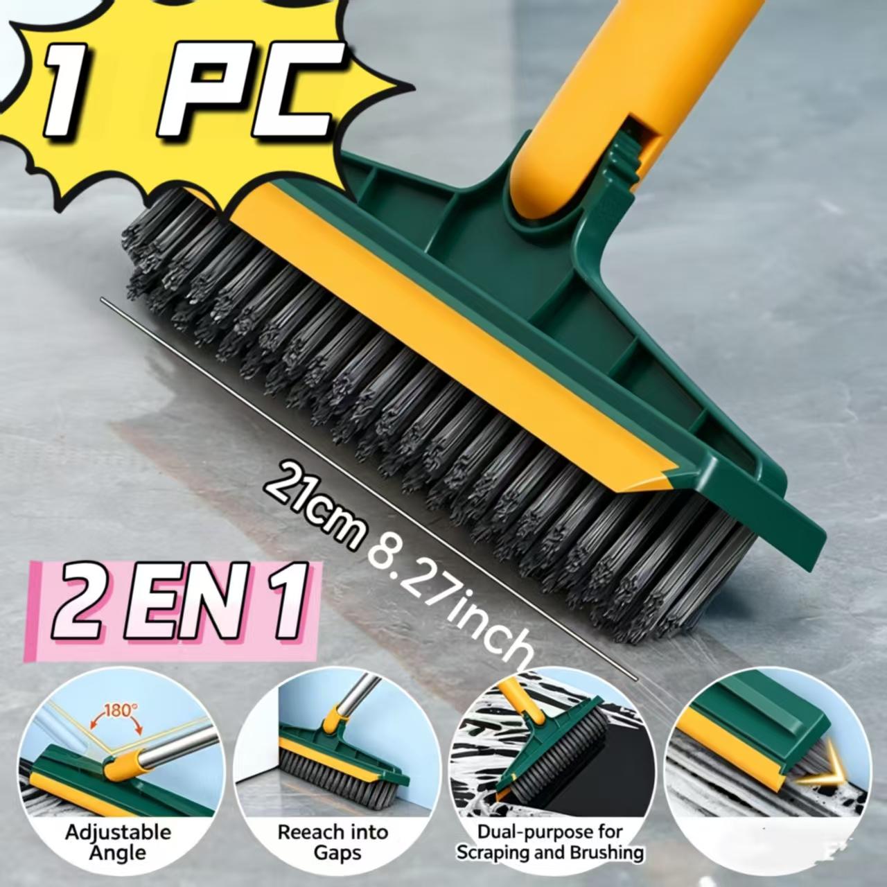 3-In-1 Rotatable V-Type Floor Brush, Ergonomic Handle for Hard Floors, Durable Plastic Scrubber with Water Scraping, Multi-Purpose Tile Cleaner, Cleaning