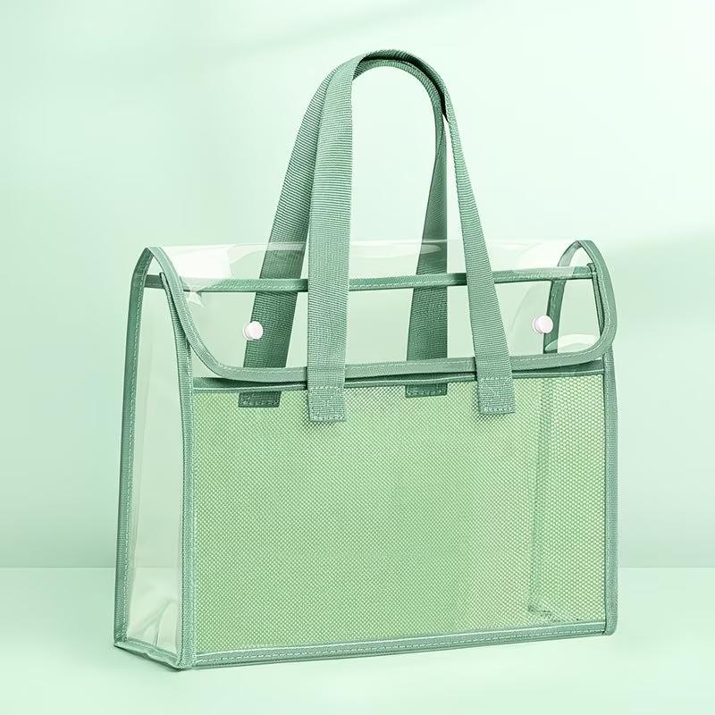 Large Capacity Clear PP Document Bag - Multi-Compartment Design, Fits Tablet, A4 Paper & Stationery - Durable Portable File Organizer with Visible Content Design, Storage Bag