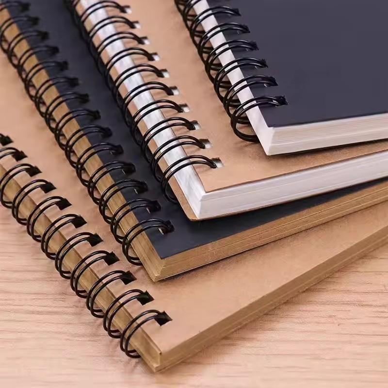 A5 12×18cm Blank Inner Page Spiral Notebook Writing Notebook 4 Styles Kraft/Black Cover Plain Drawing Book Office Notepad Children Graffiti Diary School Sketch Stationery