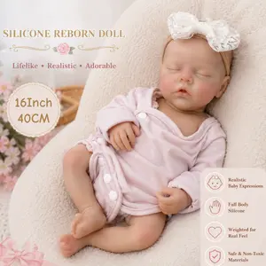 Otarddolls Silicone Reborn Doll 16Inches Soft Solid Silicone Girl Doll With Open Mouth Design Hand Painted Skin Flexible Washable Lifelike Rebirth Doll Cute Birthday Gifts