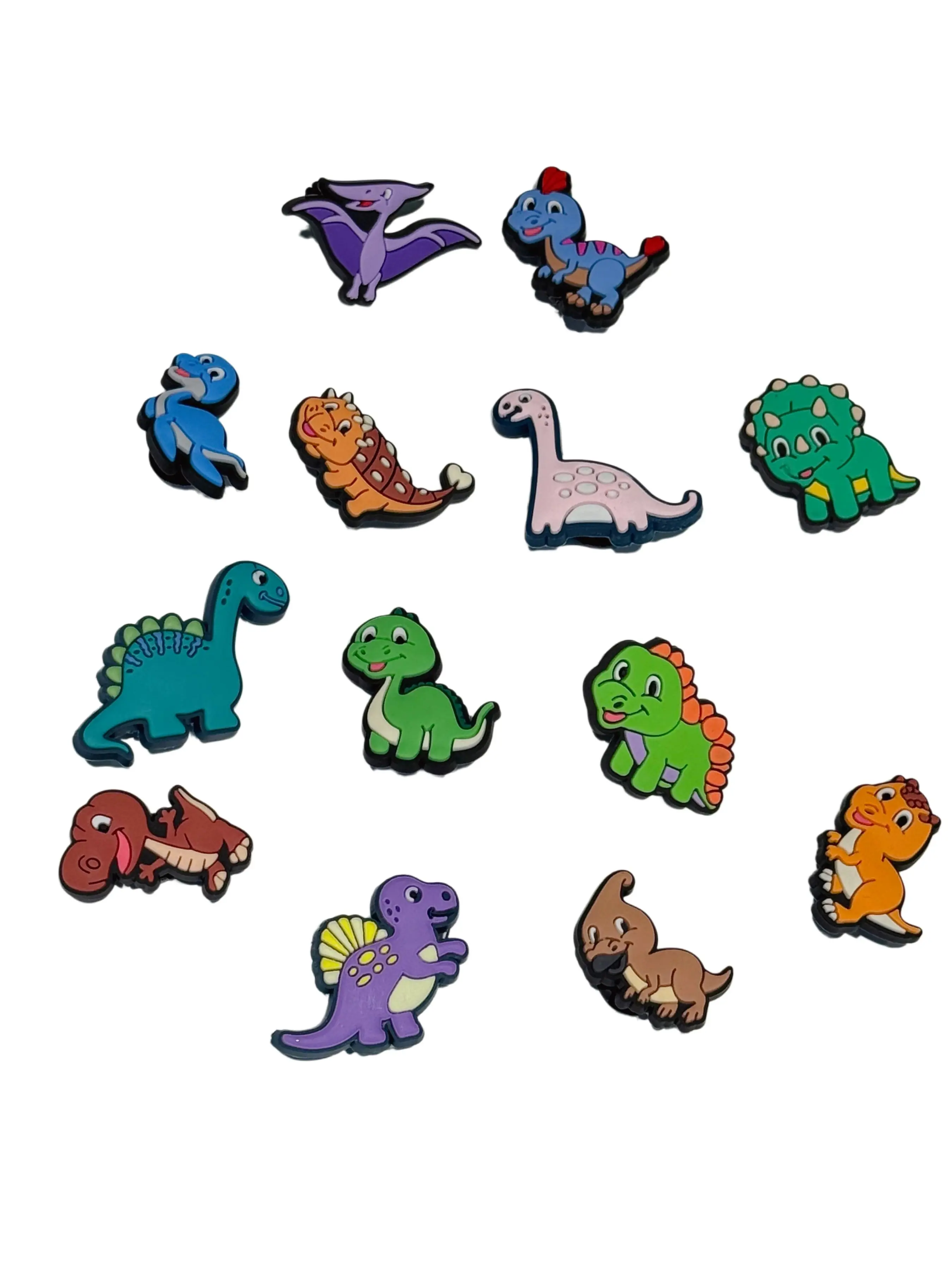 13Pcs Cartoon Animal Dinosaur Shoe Accessories, Shoe Charms, DIY Holey Shoes Button Sandals Decor, Fit For Kids & Adult , All Seasons