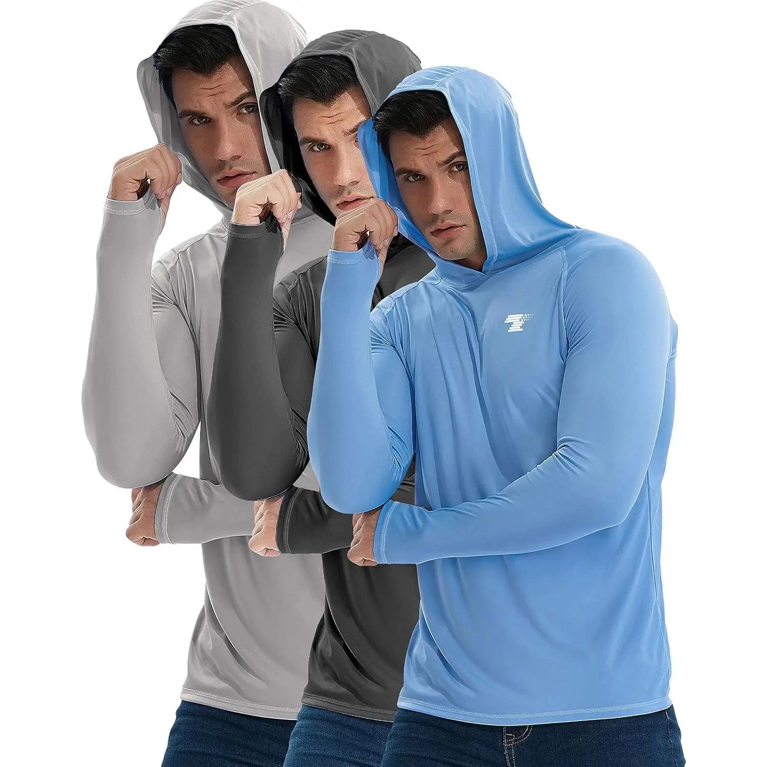 Men's UPF 50+ Sun Protection Hoodie, Lightweight Long Sleeve UV Protection Shirt, Quick Dry Performance Fishing Top for Running Hiking Outdoor