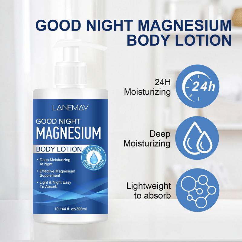 Good Night Magnesium Body Lotion with Lavender & Shea Butter | 24H Deep Moisturizing & Magnesium Supplement | Lightweight & Fast Absorption | 300ml