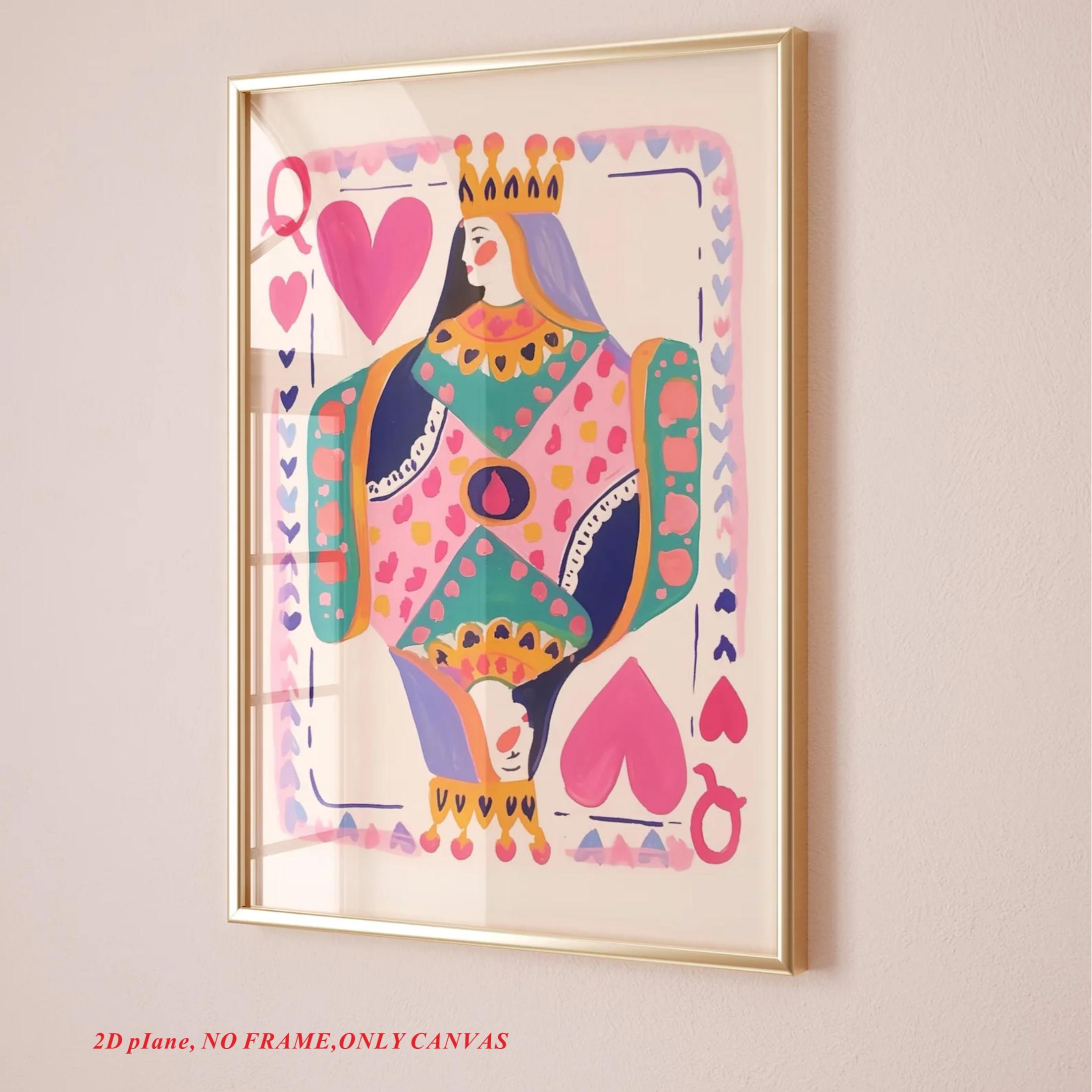 1 piece/set, Queen of Hearts Wall Art Poster, Colorful Playing