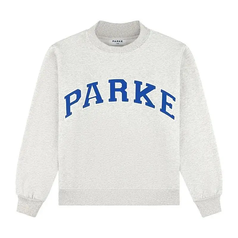 PARKE Women's Oversized Mock Neck Crewneck Sweatshirt, Vintage Letter Graphic Pullover, Cozy Preppy Winter Sports Outerwear, Christmas Holiday Gift for Teen Girls