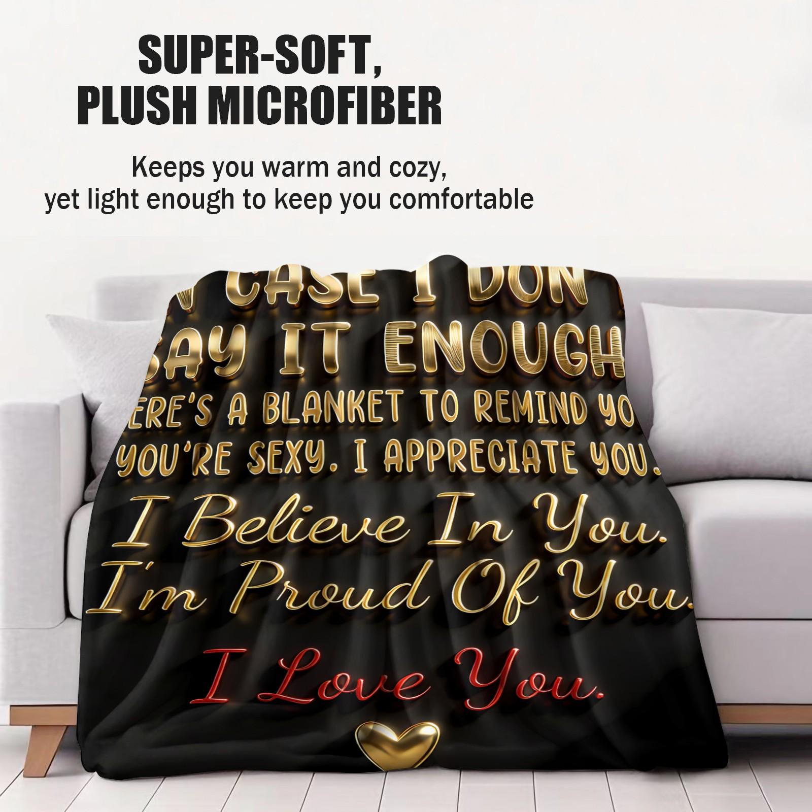 Romantic Confession Pattern Slogan Print Blanket, Daily Holiday Birthday Gift For Kids And Adults, Soft, Warm And Lightweight Plush Blanket, Suitable For Bed, Sofa, Car, Room Decoration
