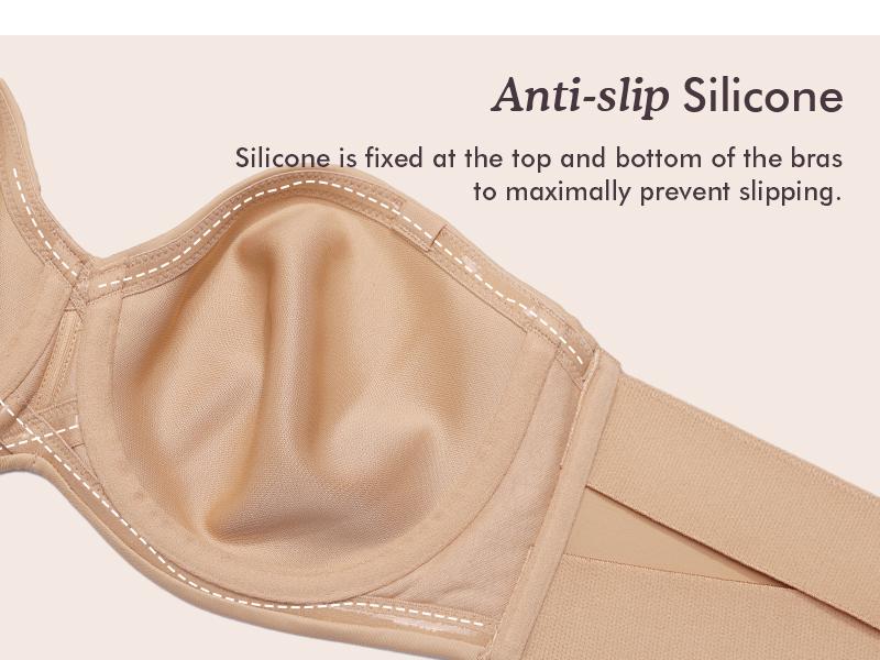 DELIMIRA Women's Strapless Bra Unlined Underwire Minimizer Plus Size Support