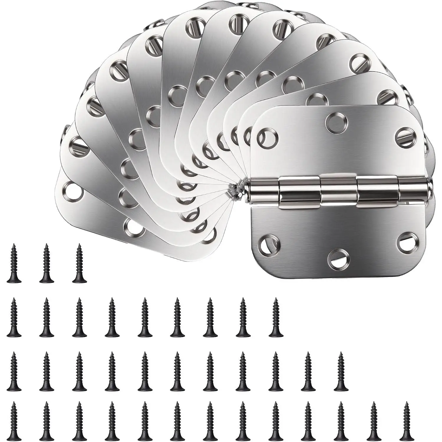 3 Inch Door Hinges, 2 Pack Brushed Nickel  Hinges Round Door Hinge