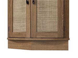 PieDle Furniture Tall Bohemian Rattan Corner Storage Cabinet - 4 Doors, 5 Shelves, 64.7" Height, Ideal for Living Room, Kitchen, Bathroom & Office Organization