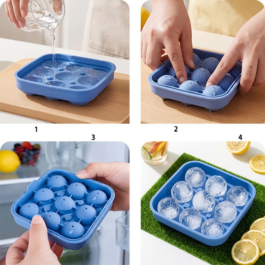 9-Cavity Silicone Soccer & Hockey Puck Ice Cube Tray with Lid – Round Ice Mold Whiskey Ice Cubes Mold for Whiskey, Cocktails, and Party Drinks – Easy Release, Flexible, and Durable – Ideal for Home Bars and Sports-Themed Parties