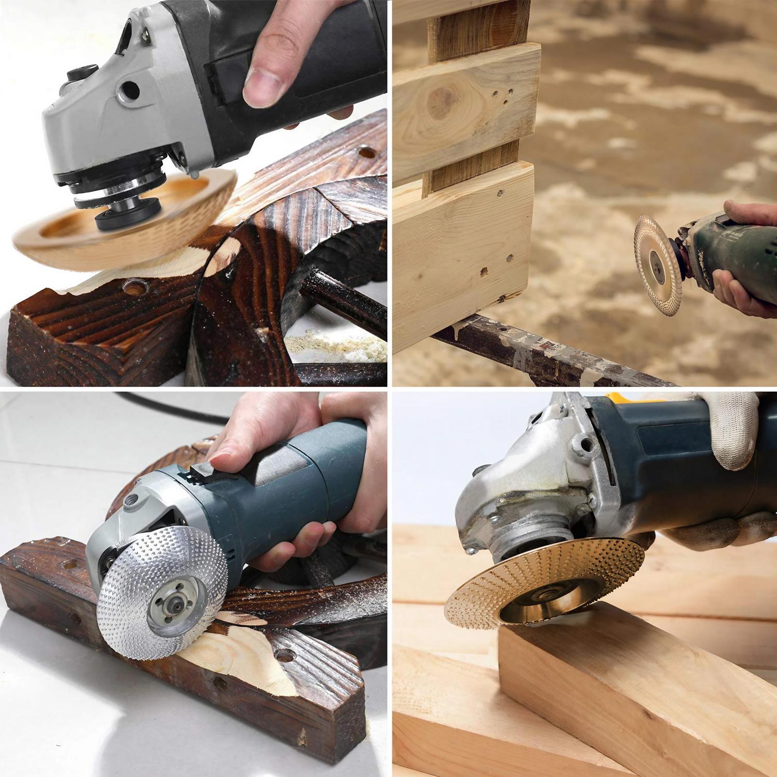 Professional Wood Carving Disc, High-Precision Angle Grinder Attachment, Multi-Function Sharpening & Cutting Tool for Wood Shaping, Durable Milling Sanding Disc with Adapter, Efficient Woodworking Accessory