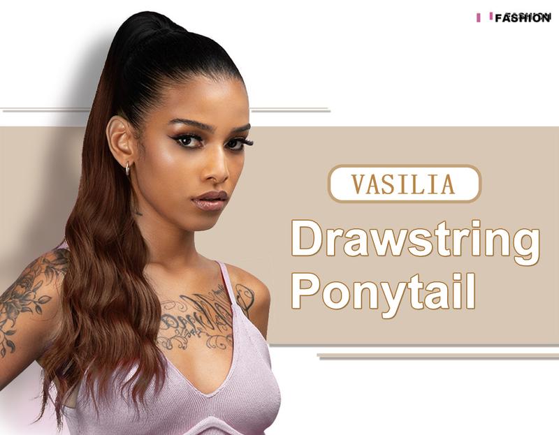 Yetta Body Wave Drawstring Ponytail Extension Synthetic Hair for Women Soft Wavy Curly Texture Lightweight Comfortable Easy to Wear 22 Inch Length Wig Clip Hair Extensions Knotless Box Braid Knotless Box Braid