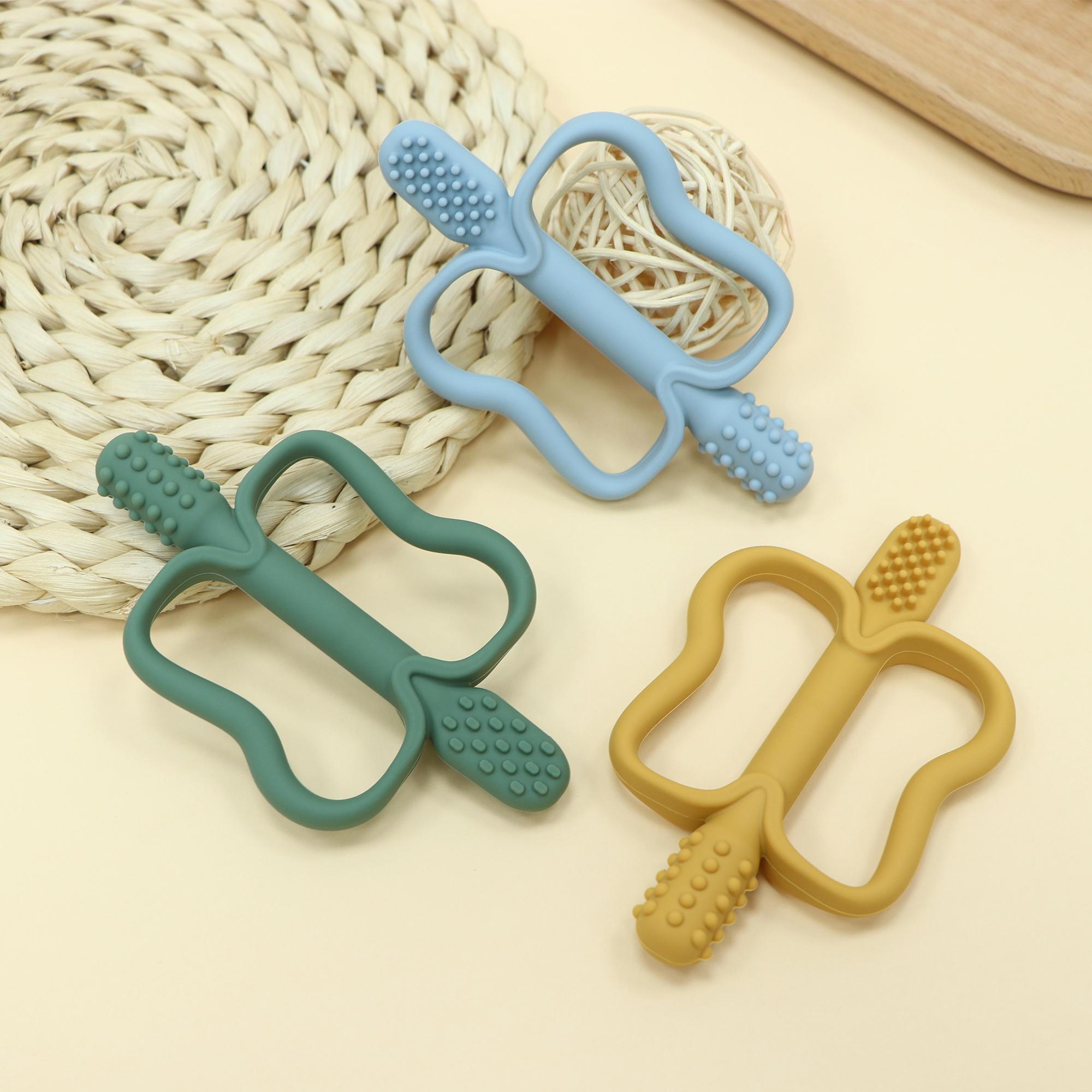 Baby Teething Toys with Easy-Hold Handle, Silicone Infant Toothbrush, Textured for Massaging & Soothing Sore Gums, Teething Toys for 0-12 Months