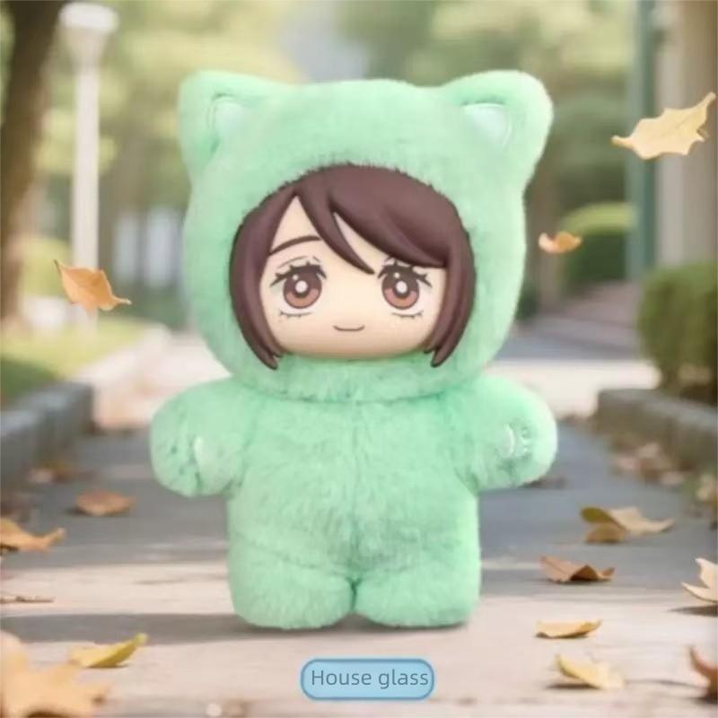 Jujutsu Battle Cat Park Plush Doll Pendant, Five Way Wu Xia Youjie Keychain, Handmade Cat Ear Plush, Perfect Holiday Gift