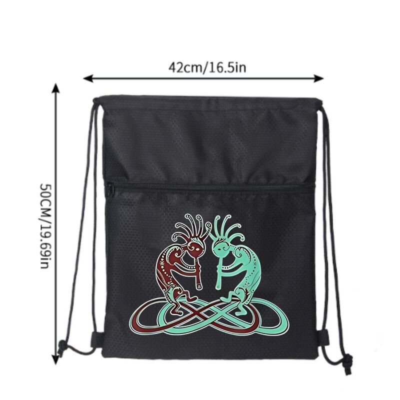 Forever Infinty Lemniscates Brown Teal Simple versatile drawstring backpack durable for school commute and outdoor use Waterproof Backpack