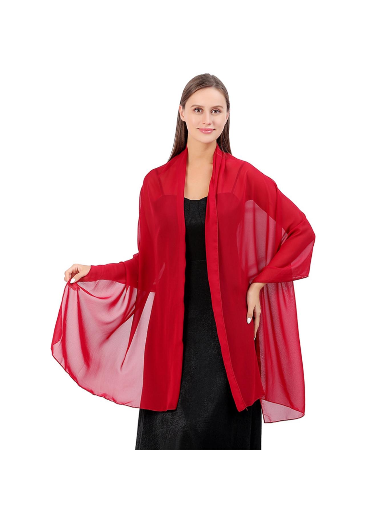 High-quality solid chiffon evening shawl for bridesmaid wedding dress, cheongsam, party shawl and scarf two-in-one for women