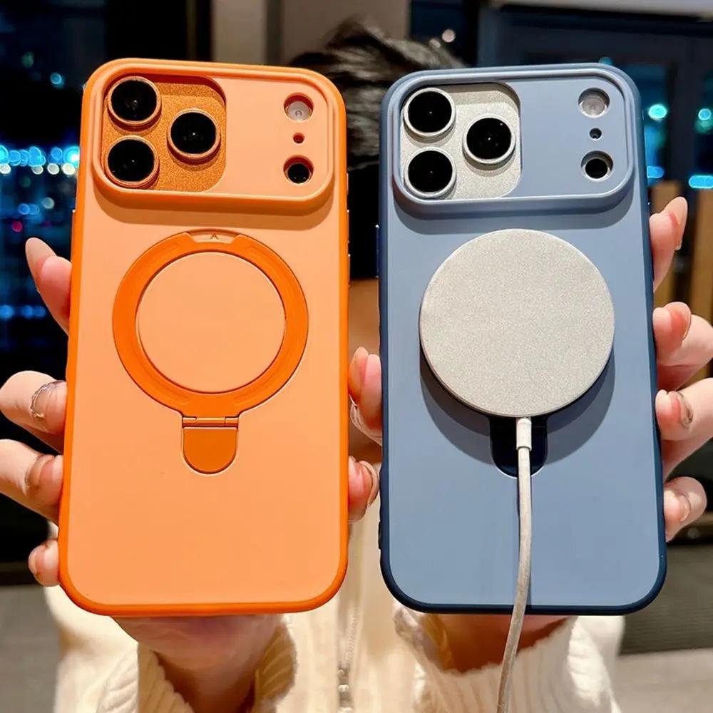 Shockproof Magnetic Phone Case with Metal Stand for iPhone Series, Multi-Model Fits iOS 17 Air/17/16/15/14/13/12 Pro Max Plus, Non-Slip TPU Plastic Cover, Mobile Phone Accessories,back to school,back to school haul