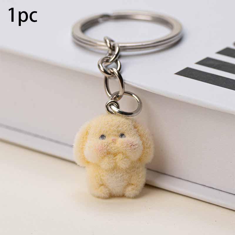 1/20pcs Cute Cartoon Three-Dimensional Rabbit Keychain Pendant Flocking Car Key Chain Pendant Bag Pendant Surprise Gift Keychain for bags Trendy Cute Keychain