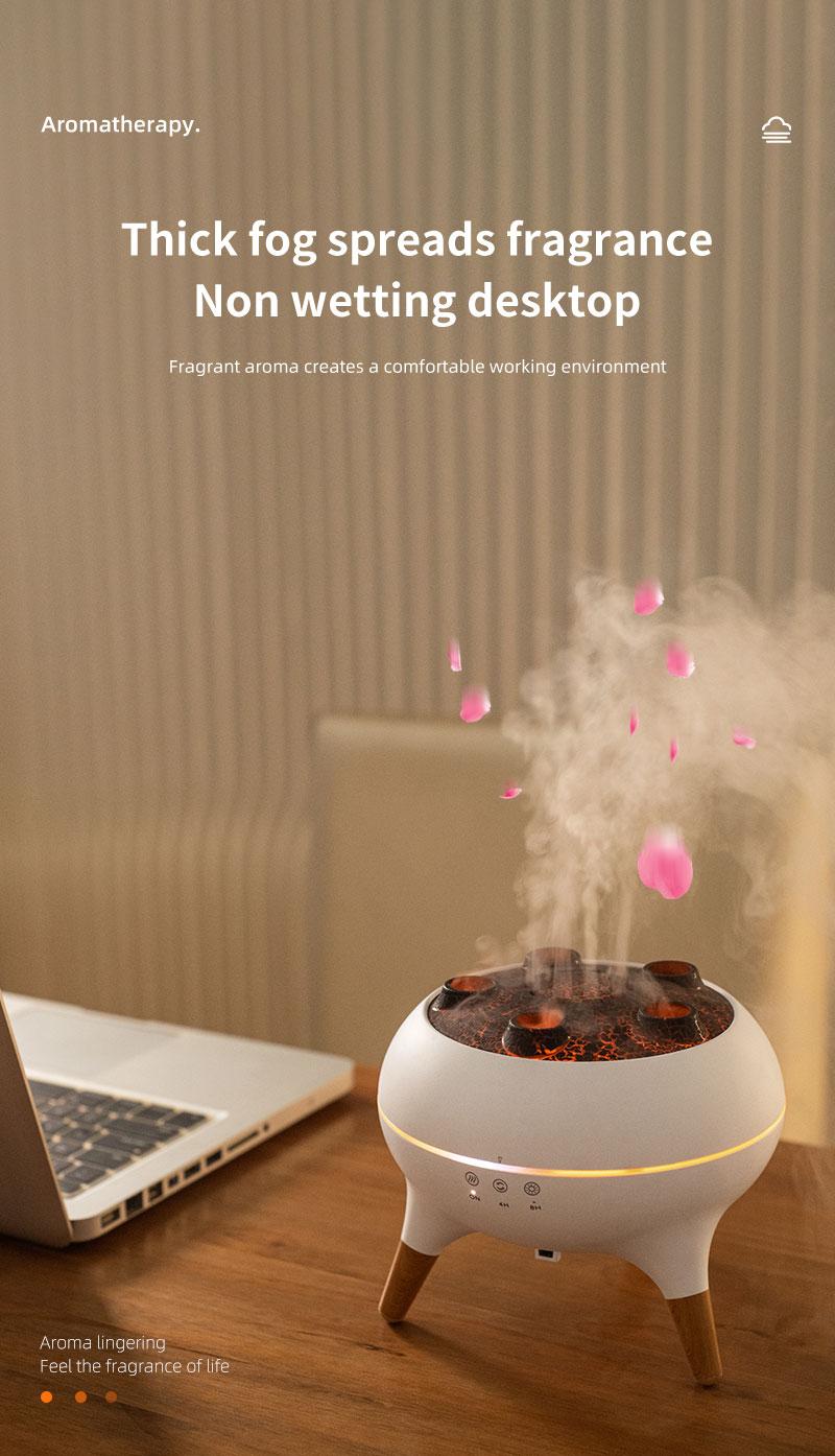 Dynamic Multi-Spray Aromatherapy Machine Desktop Flame Humidifier Household Large Fog Colorful Light with Remote Control Jellyfish Diffuser