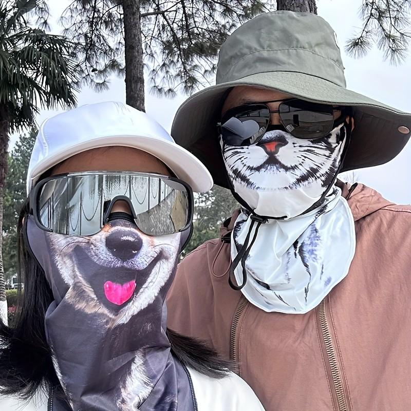 Summer Cycling Motorcycle Sun Protection Face Mask, 3D Animal Cat Design, Breathable Full Face Cover, Hooded Ear Hanging