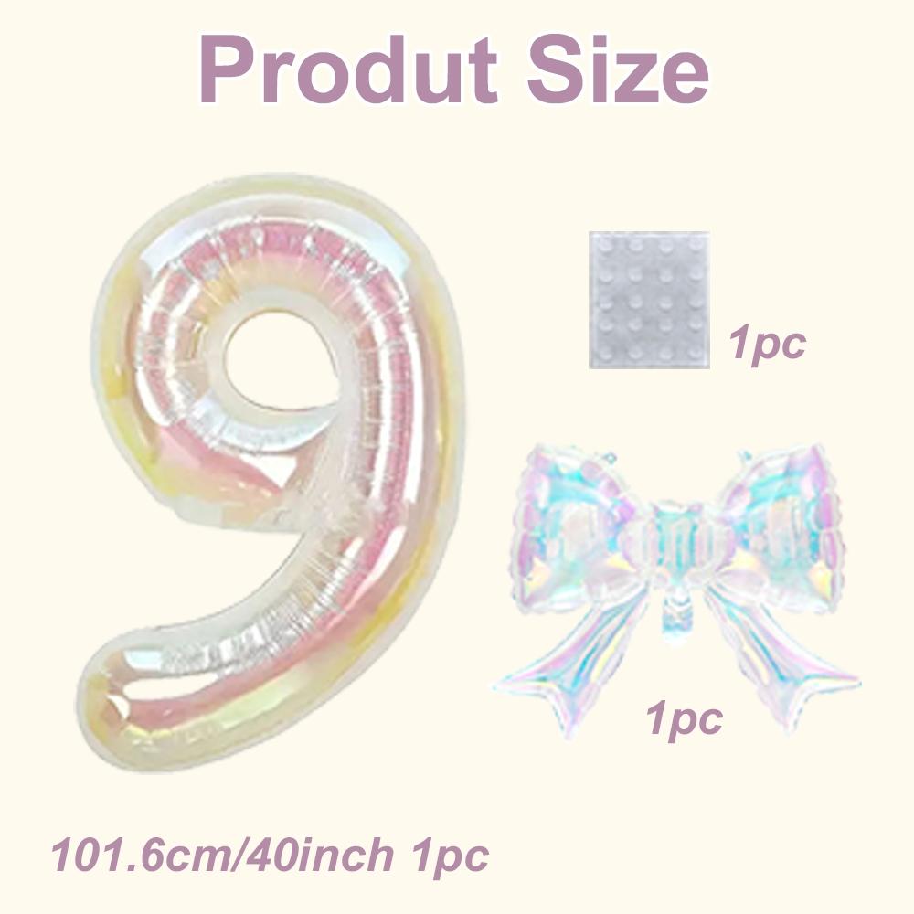2pcs Large 40 Inch Transparent Rainbow Number Balloons, Party Decor for Graduation, Wedding, Baby Shower, Anniversary, Birthday