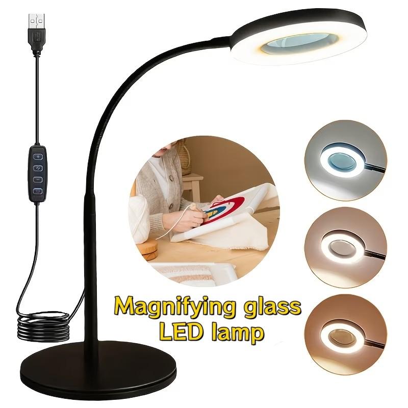 A Magnifying Glass with 5X Magnification And Light, a Desktop Magnifier with Base, 3 Adjustable Lighting Modes, And an LED Lamp Suitable for Working in Bed, Crafting, Repairs, Available in 3 Colors for The Magnifying Desk Lamp
