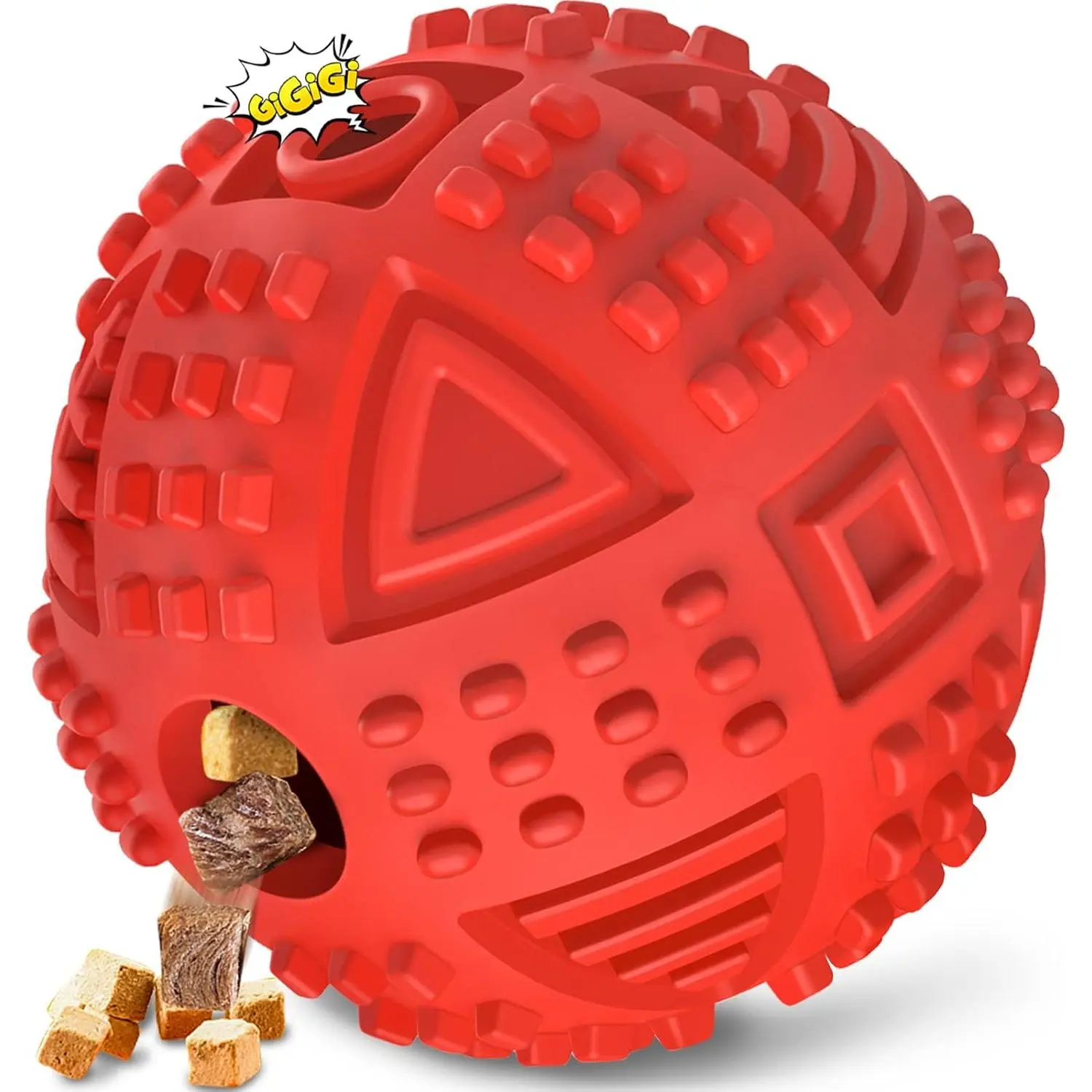 Balls  Dispensing  Toys for Aggressive Chewers Large Breed-Red | Nearly Indestructible Squeaky Puppy  Toys for LargeBreeds,  Rubber Doggie Puzzle Toys,   Ball