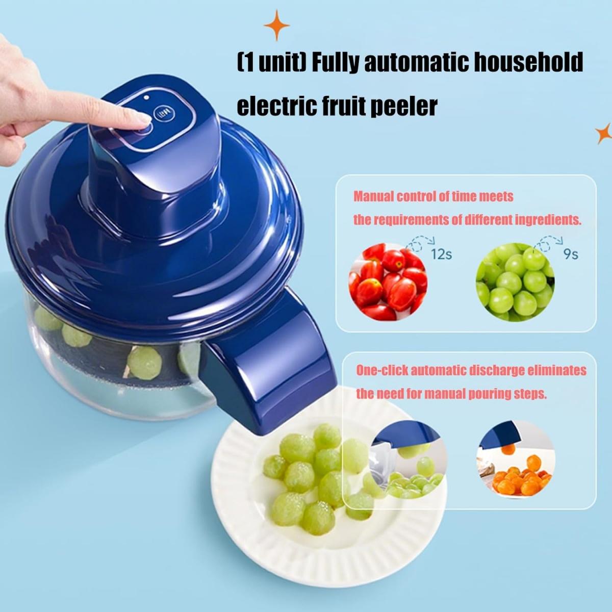Electric Fruit & Vegetable Peeler Machine – Automatic Hands-Free Peeling Tool for Grapes, Garlic & Cherries, Fast Kitchen Peeler for Home Use & Small Businesses