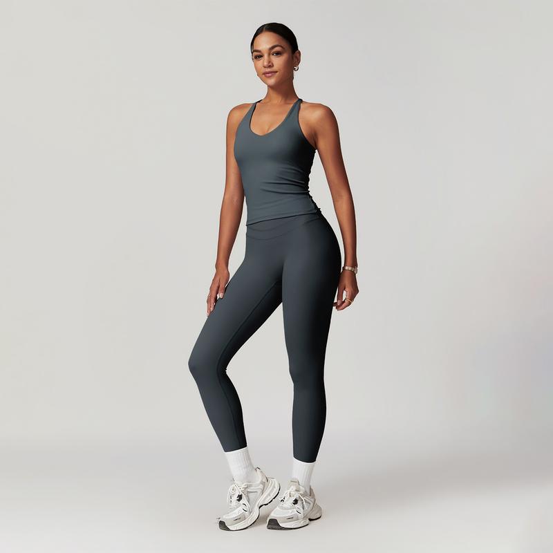 MASKERT Women's Two Piece Set Sports Tank Top & High Stretch Tight Leggings Tummy Control Workout Daily Wear Running Outfits MASKERT Women's Two Piece Set Sports Tank Top & High Stretch Tight Leggings Tummy Control Workout Daily Wear Running Outfits
