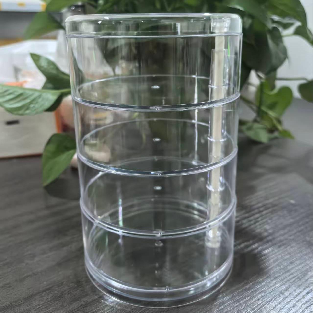 Desktop Rotating Cosmetic Organizer Box, Large Capacity Storage, Modern Minimalist Design, Holds Jewelry, Hair Accessories, Cosmetics