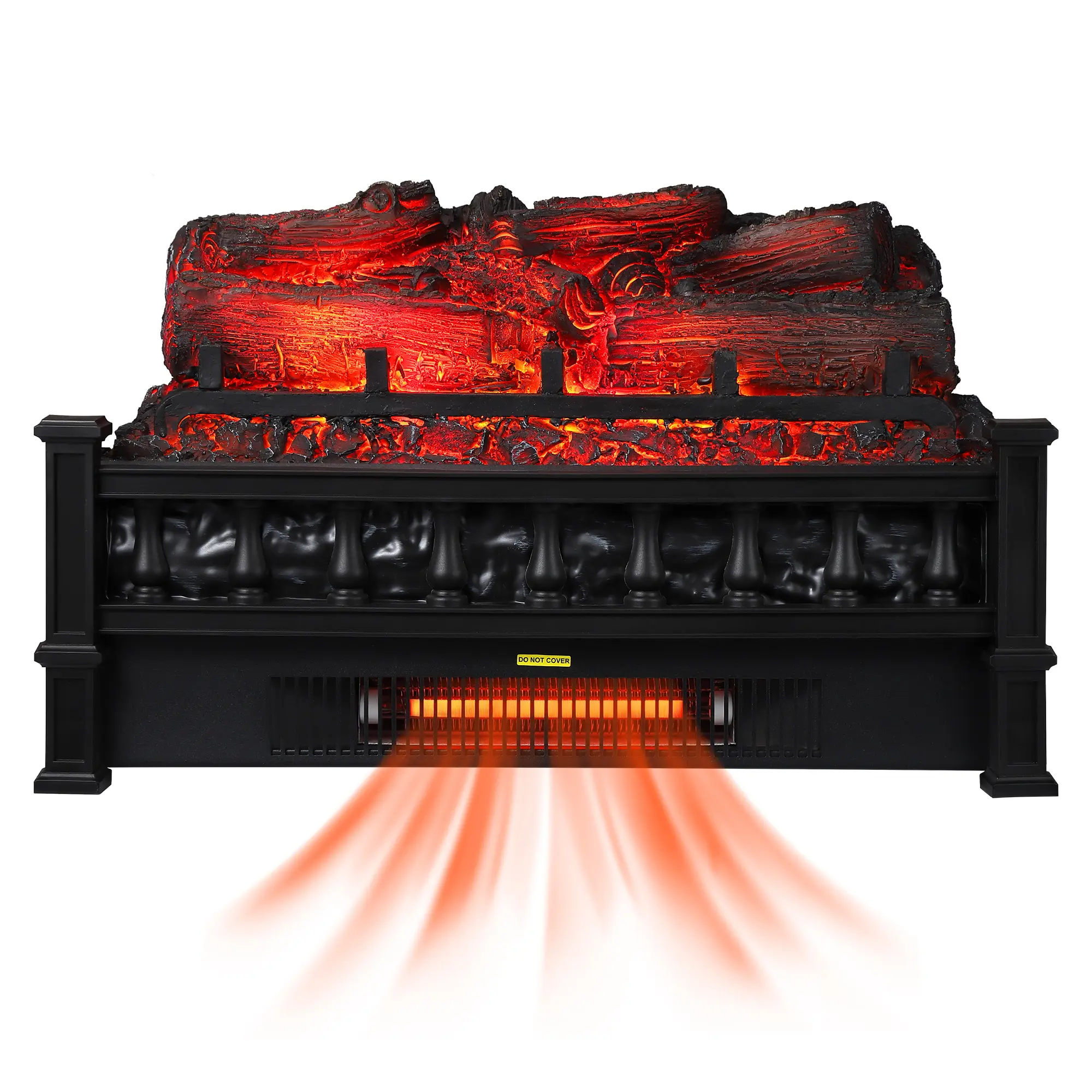 20'' Electric Fireplace Logs, Electric Fireplace Insert Log Heater Set 1000 Sq Ft Heater with Adjustable Flame Colors for Home and Office, 750w/1500w Heating, Overheat Protection, Black