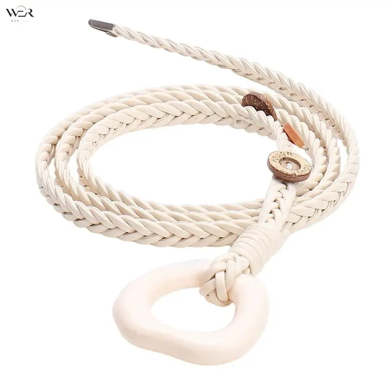 Bohemian Macaron Color Woven Thin Waist Rope, Versatile Waist Belt for Dresses, Trendy Vacation Decorative Waist Accessory