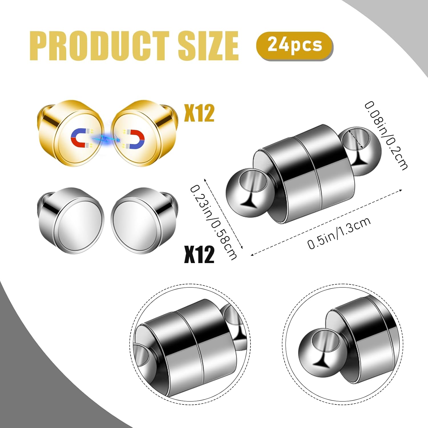 Necklace Clasp, 24 Pairs Bracelet Clasps and Closures  Safety Locking Connectors  Clasp Converter Necklace Extender and Shortener Bracelet Helper Tool (, )
