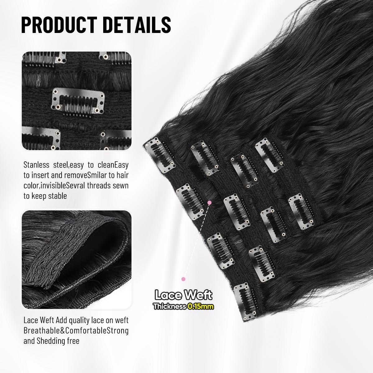 Auvzy Curled Hair Clip in Extensions 24 Inch Full Head Synthetic Hairpieces 4PCS Lightweight Lace Net Tangle-Free Stylish Long Wavy Hairpieces for Women TikTokShopBlackFriday