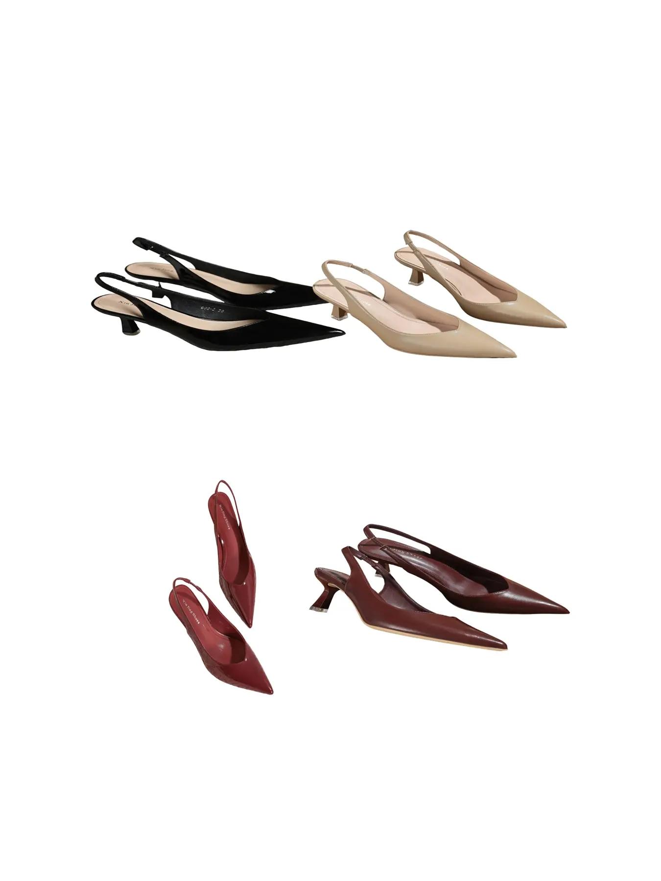 Summer Outfits 2024 Minimalist Temperament Pu Leather Slingback Pumps, Simple Design All-match Solid Color  Heels, Elegant Pointed Toe Slip on Shoes for Daily Work Office