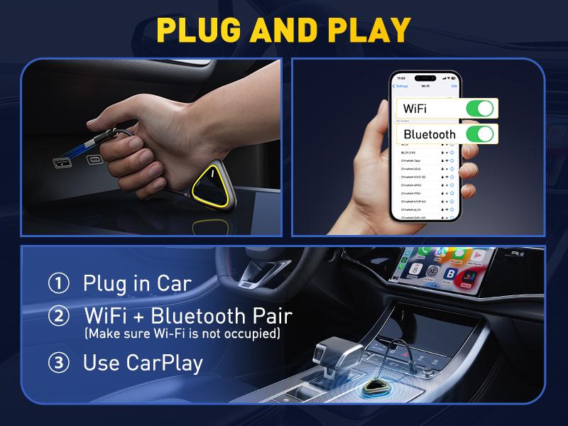 AUXITO 2 in 1 Wireless CarPlay & Android Auto Adapter, Converts OEM Wired CarPlay to Wireless, Plug & Play Seamless Connection for iPhone iOS 12+ & Android 11+, 2025 Upgraded AUXITO 2 in 1 Wireless CarPlay & Android Auto Adapter, Converts OEM Wired CarPlay to Wireless, Plug & Play Seamless Connection for iPhone iOS 12+ & Android 11+, 2025 Upgraded