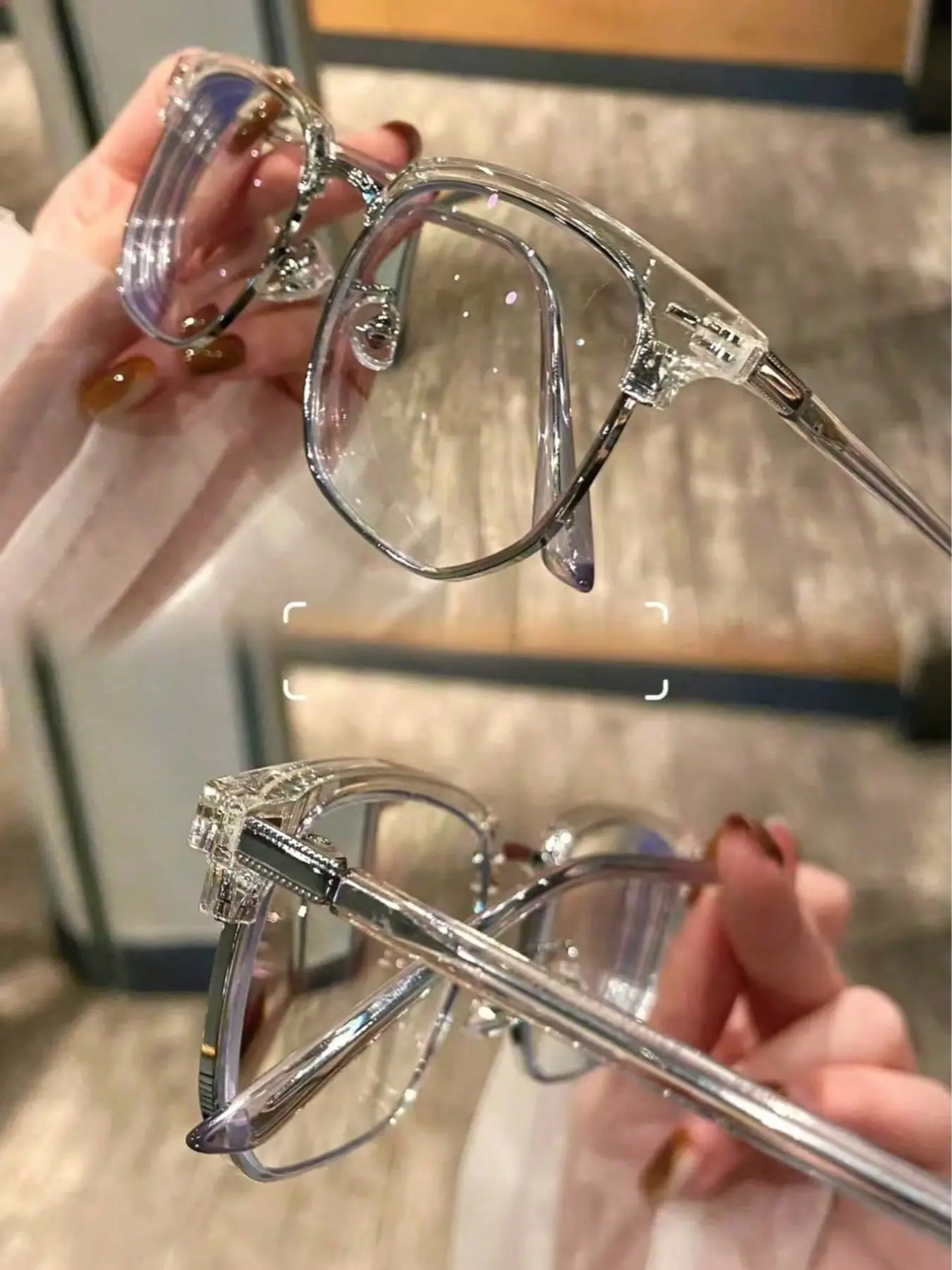 Fashionable Half-Frame Transparent Lens Glasses, Lightweight Frames Cat Eye Design, Suitable for Small Faces, Non-Prescription Eyewear