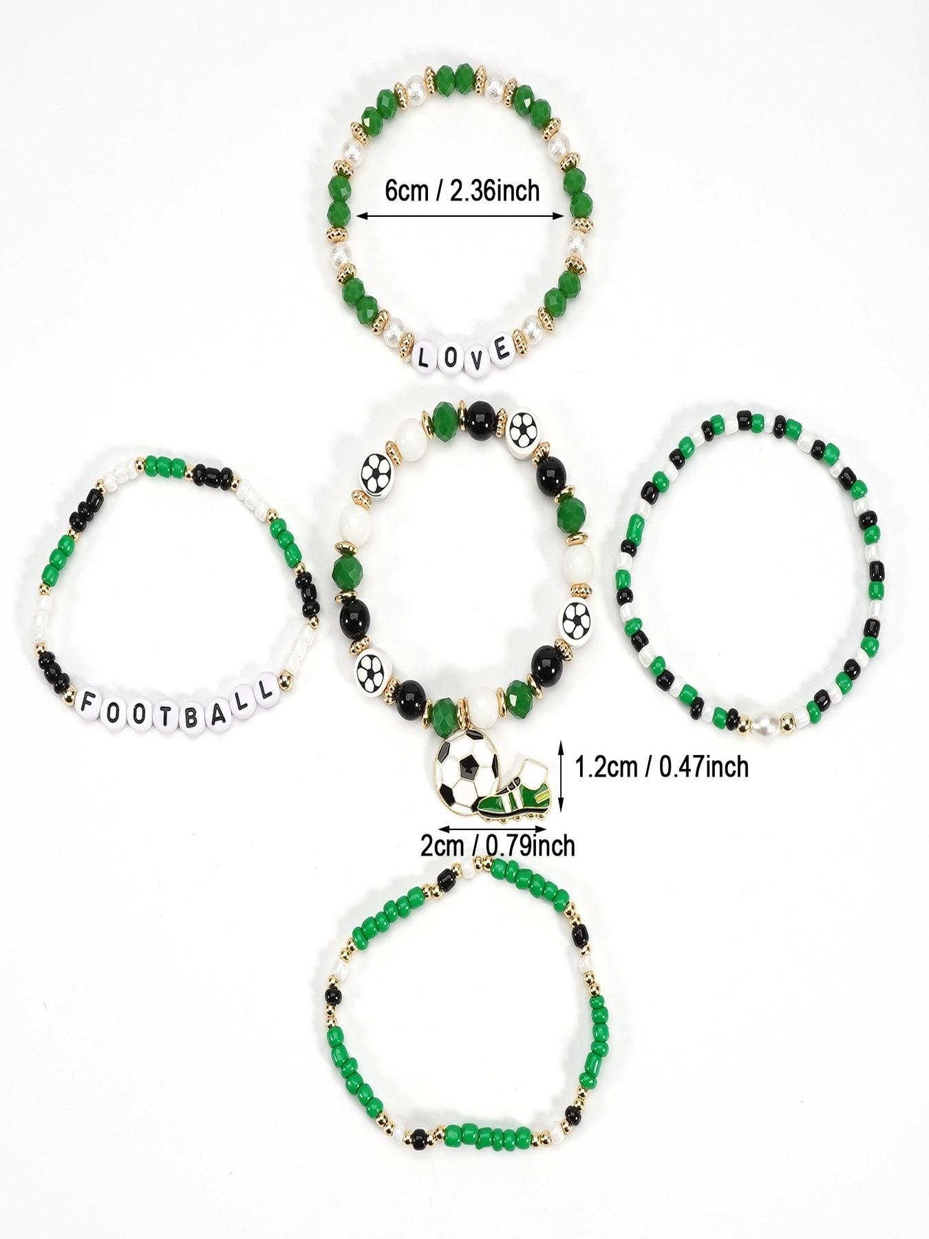 USA-Canada-Mexico World Cup Soccer Bracelet - Unisex Soccer Fan Bracelet with Soccer Shoe-Inspired Beads