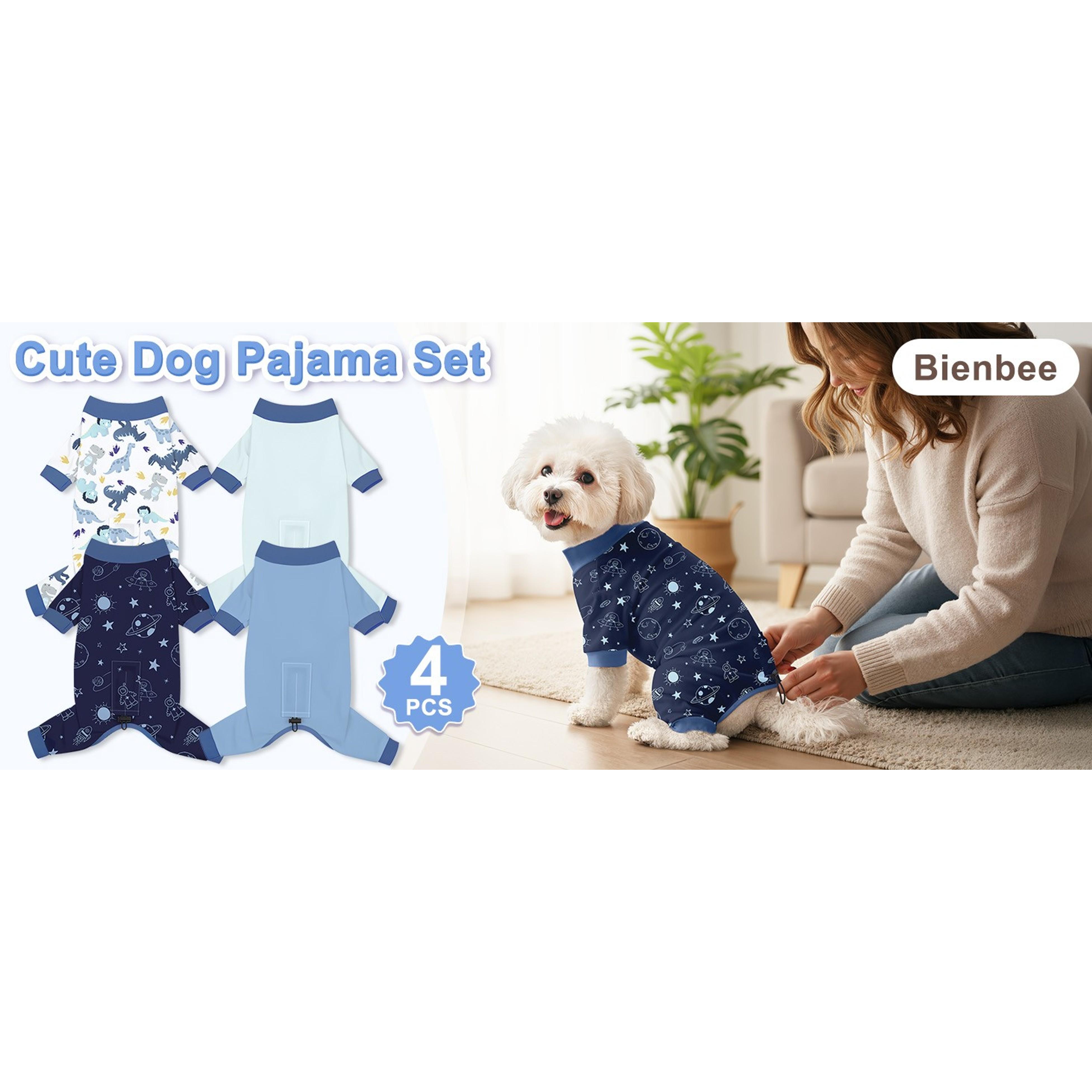 Dog Pajamas, 4 Pack Dog Recovery Suit Shedding Suit Cute Soft Puppy Clothes Dogs Pjs Onesies Jammies Adjustable Breathable & Stretchy Clothes for Small Medium Large Dogs Girl Boy Puppy-M Dog Pajamas, 4 Pack Dog Recovery Suit Shedding Suit Cute Soft Puppy Clothes Dogs Pjs Onesies Jammies Adjustable Breathable & Stretchy Clothes for Small Medium Large Dogs Girl Boy Puppy-M