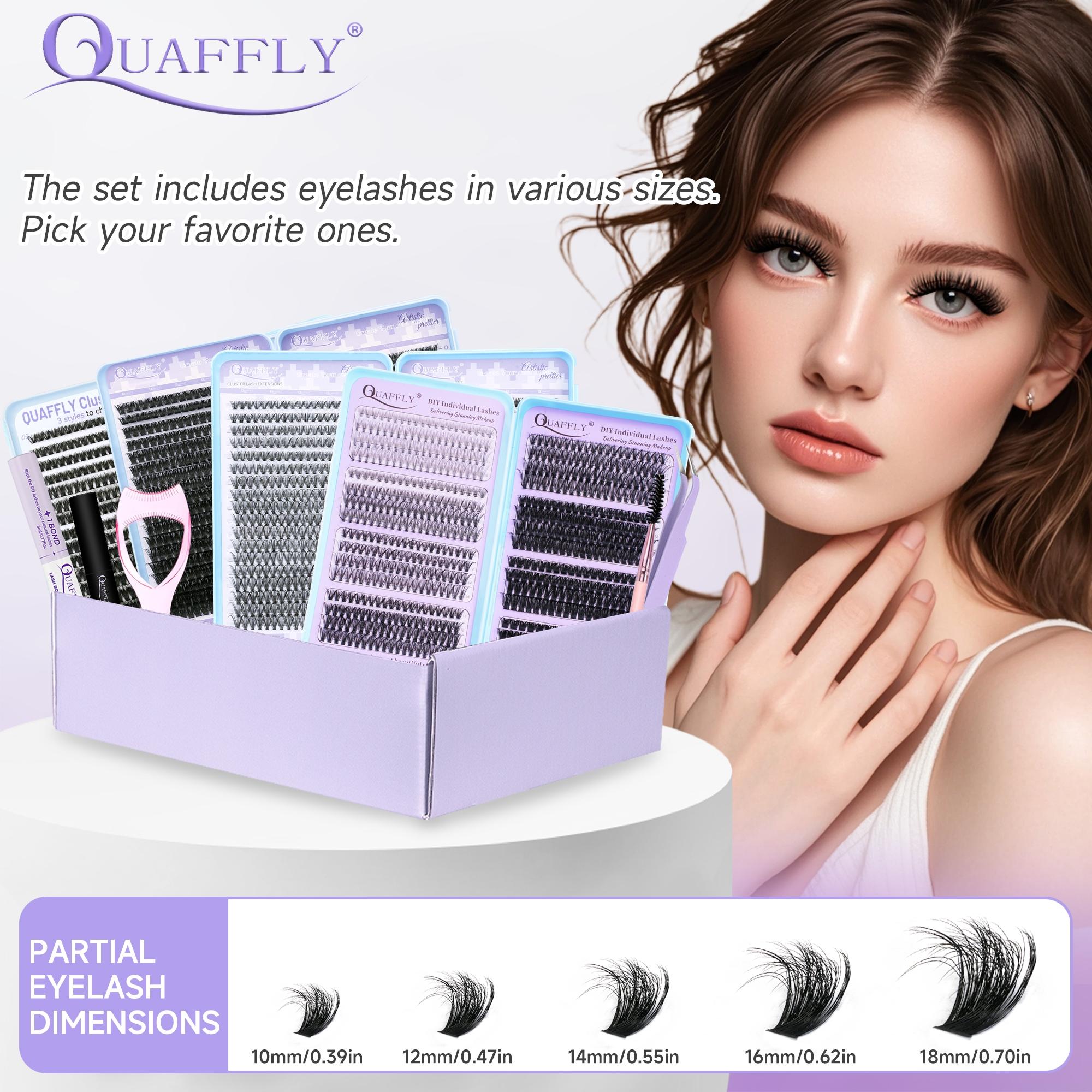 2722 Pcs High Capacity Lash Clusters Kit 10-100D D Curl Lashes Clusters Natural Look  Individual Super Thin Band DIY Cluster Eyelash Extensions Kit with Lash Bond&Seal Lash Remover Tweezers Brush  Mascara Shield