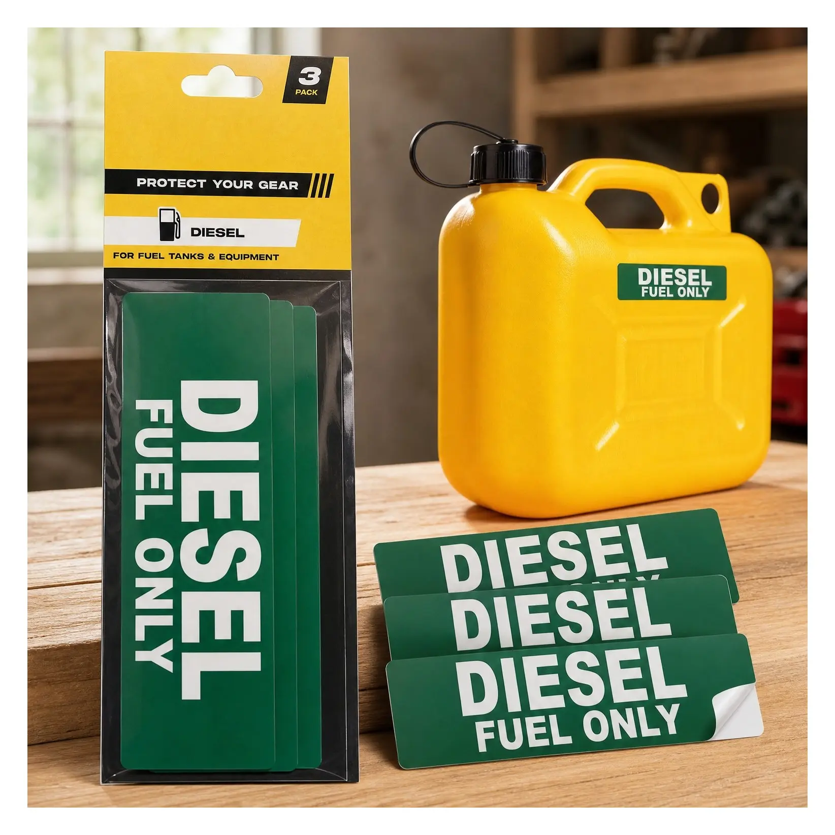 Diesel Only Stickers - 3-Pack Fuel Identification Labels for Fuel Tank, Tractor & Heavy Equipment - Weatherproof, Ultra-Durable, USA Made - 6x2 inchGift