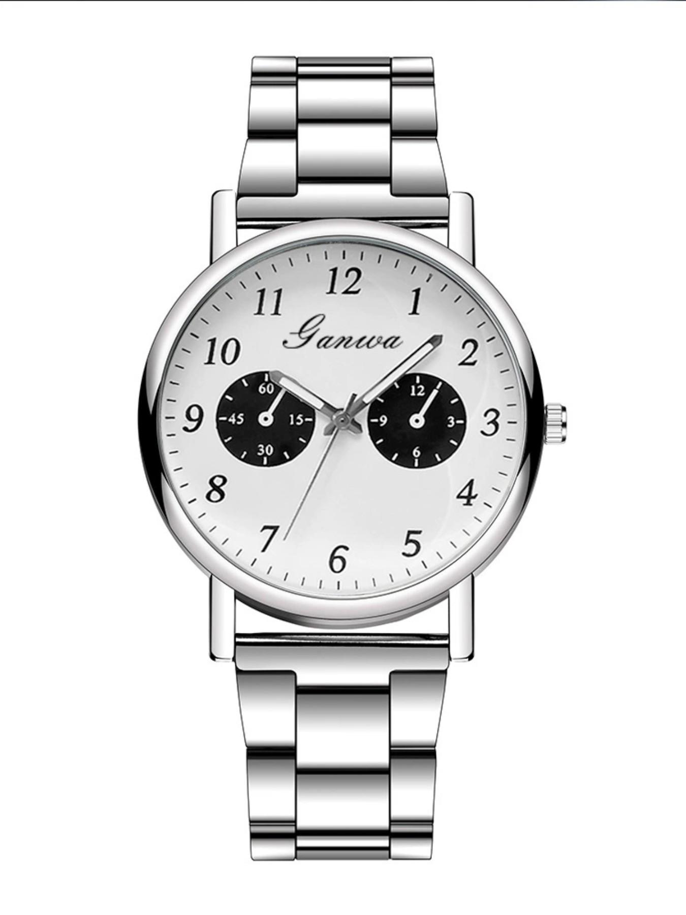 Men's Modern Quartz Watch, Stainless Steel Case, Analog Face, Business Casual Style, Includes Gift Box, All Seasons Wear