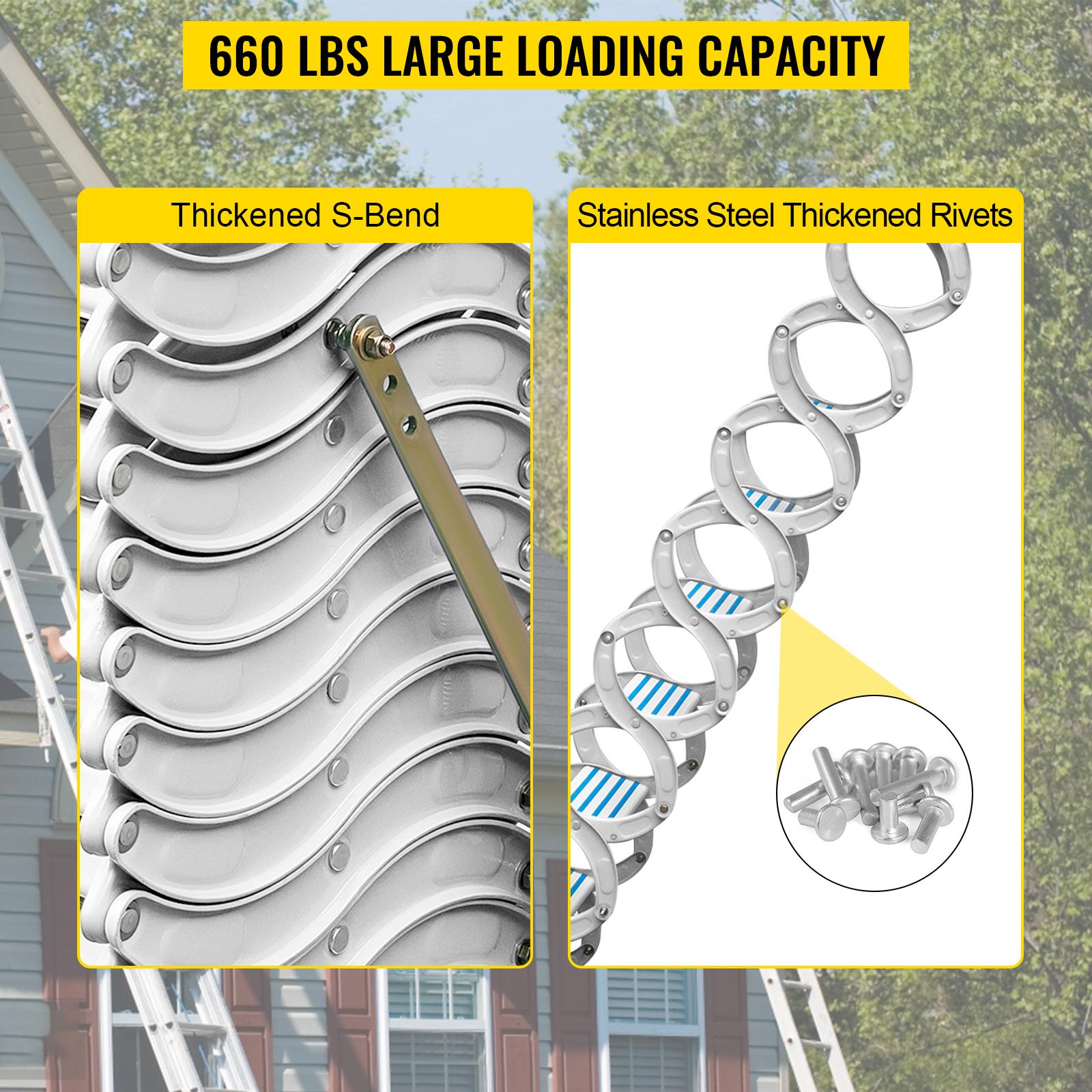VEVOR Attic Steps Pull Down 12 Steps Attic Stairs Alloy Attic Access Ladder, White Pulldown Attic Stairs, Wall-mounted Folding Stairs for Attic, Retractable Attic Ladder with Armrests, 9.8 feet Height VEVOR Attic Steps Pull Down 12 Steps Attic Stairs Alloy Attic Access Ladder, White Pulldown Attic Stairs, Wall-mounted Folding Stairs for Attic, Retractable Attic Ladder with Armrests, 9.8 feet Height