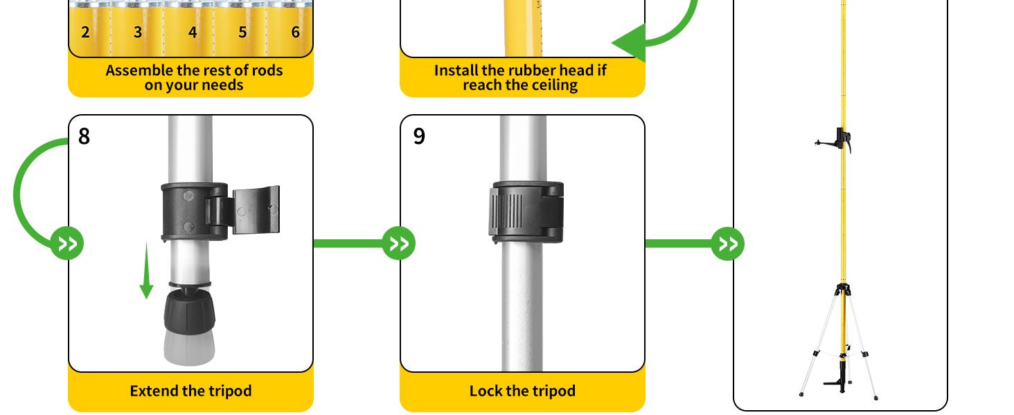 13.8 Ft Telescoping Laser Level Pole with Tripod, Pole Stand for Level Tool, Multi-function Fine-tuning Bracket with 1/4” Thread & 5/8”Thread Adapter, Carry Bag Included 13.8 Ft Telescoping Laser Level Pole with Tripod, Pole Stand for Level Tool, Multi-function Fine-tuning Bracket with 1/4” Thread & 5/8”Thread Adapter, Carry Bag Included